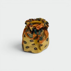 Trompe-l'Œil Ceramic Vase in the Form of a Knotted Sack with Floral Decoration, Modernist Work, 1970s