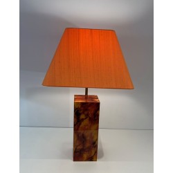 Pair of Lucite Lamps Imitating Tortoiseshell, French Work, circa 1970