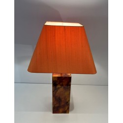 Pair of Lucite Lamps Imitating Tortoiseshell, French Work, circa 1970
