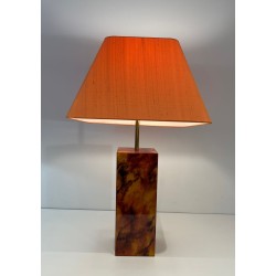 Pair of Lucite Lamps Imitating Tortoiseshell, French Work, circa 1970