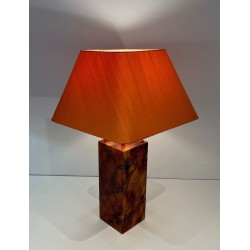 Pair of Lucite Lamps Imitating Tortoiseshell, French Work, circa 1970