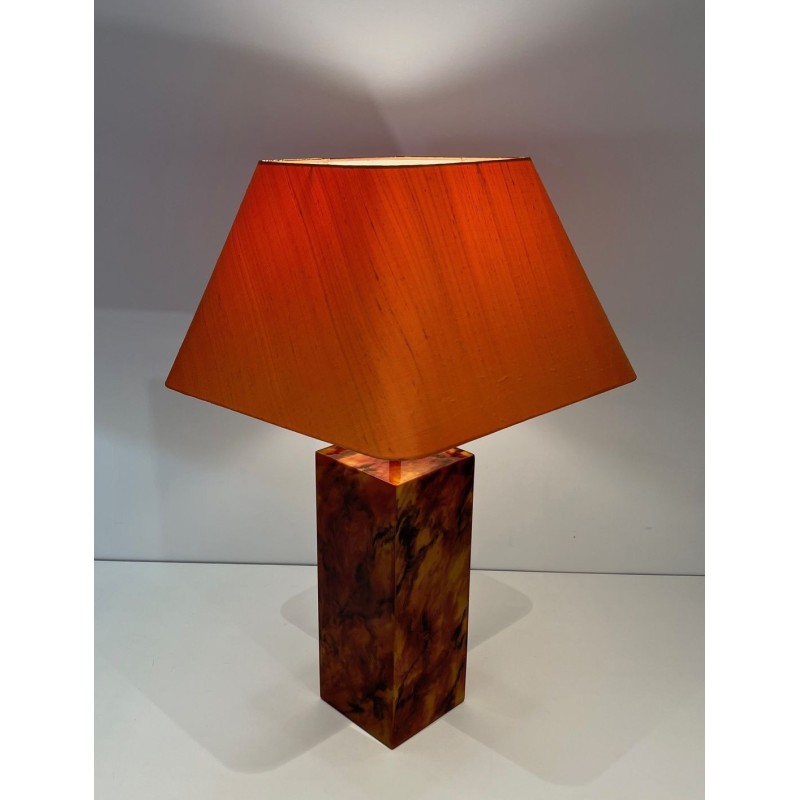 Pair of Lucite Lamps Imitating Tortoiseshell, French Work, circa 1970