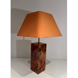 Pair of Lucite Lamps Imitating Tortoiseshell, French Work, circa 1970