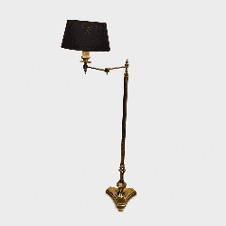 Floor Reading Lamp with Articulated Arm in Gilt Brass and Triangular Base, Neoclassical Style, Circa 1970