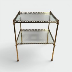 Side Table in Brass with Openwork Galleries, by Maison Jan | Modern Eye Gallery