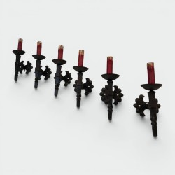 Set of Six Wrought Iron Torch-Form Sconces with Twisted St | Modern Eye Gallery