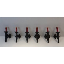 Set of Six Wrought Iron Torch-Form Sconces with Twisted St | Modern Eye Gallery
