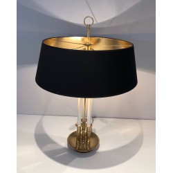 Pair of Neoclassical Brass and White Lacquered Table Lamps, French Work, circa 1940