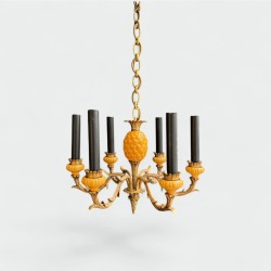 Yellow Enamelled Ceramic and Gilt Bronze Pineapple Chandel | Modern Eye Gallery