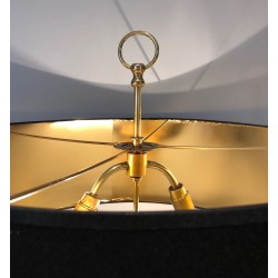 Pair of Neoclassical Brass and White Lacquered Table Lamps, French Work, circa 1940