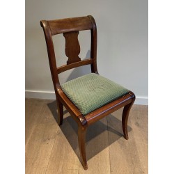 Set of Eight Walnut Chairs with a Bandeau Back and Sabre L | Modern Eye Gallery