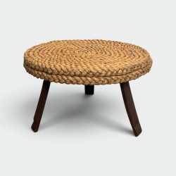 Round Braided Rope Coffee Table with Wooden Tripod Base, A | Modern Eye Gallery