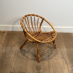 Set of a Child's Table and Chair in Rattan, Ceramic Tile T | Modern Eye Gallery