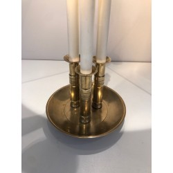 Pair of Neoclassical Brass and White Lacquered Table Lamps, French Work, circa 1940
