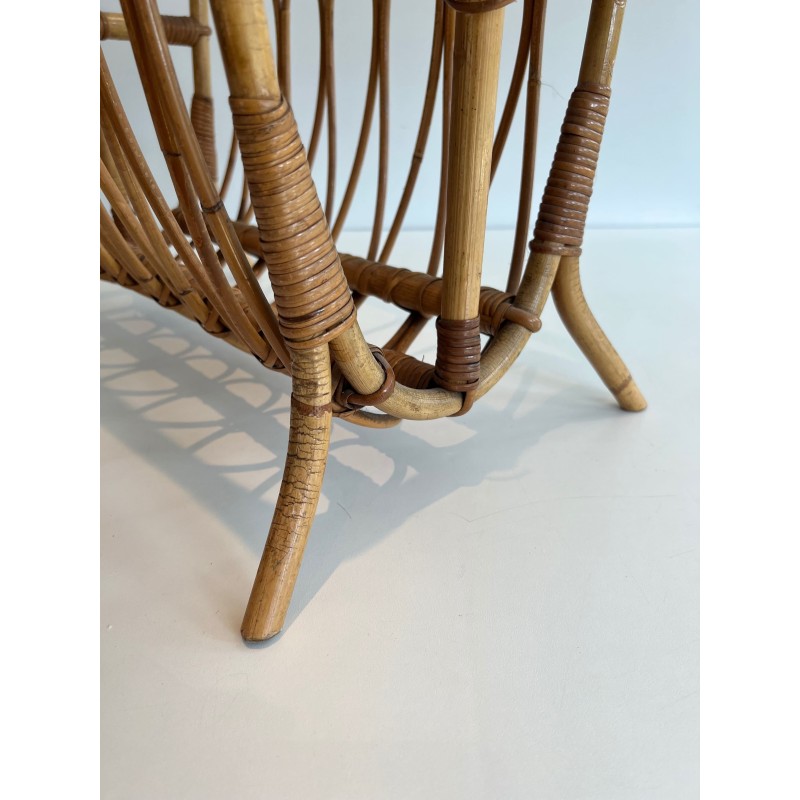 Bent Rattan and Bamboo Magazine Rack with Arch Decor, Ital | Modern Eye Gallery