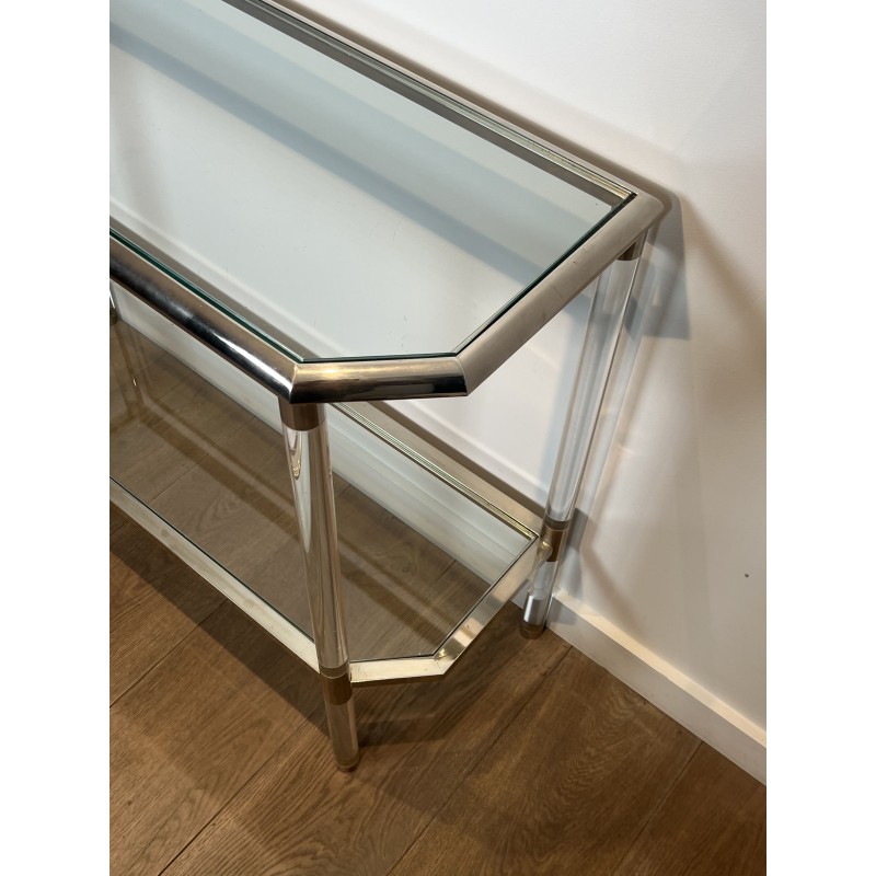 Console with Cut Corners in Plexiglas and Chrome Metal, Tw | Modern Eye Gallery