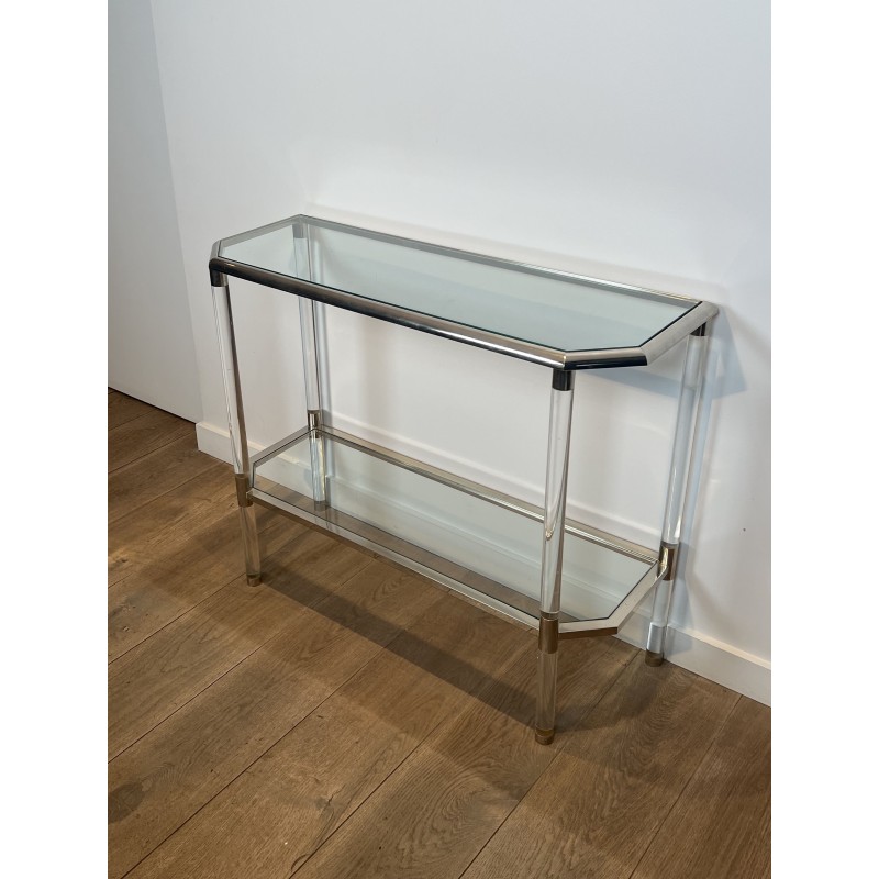 Console with Cut Corners in Plexiglas and Chrome Metal, Tw | Modern Eye Gallery