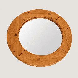 Round Mirror in Solid Pine, Modernist Work in the Style of | Modern Eye Gallery