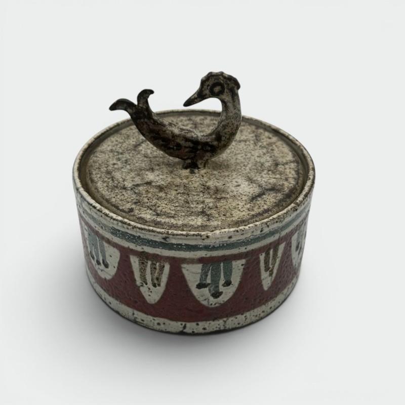 Lidded Polychrome Ceramic Pot by Jean Derval, 1970s