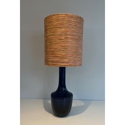 Blue Blown Glass Table Lamp, French or Italian Work, circa 1970