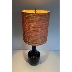 Blue Blown Glass Table Lamp, French or Italian Work, circa 1970