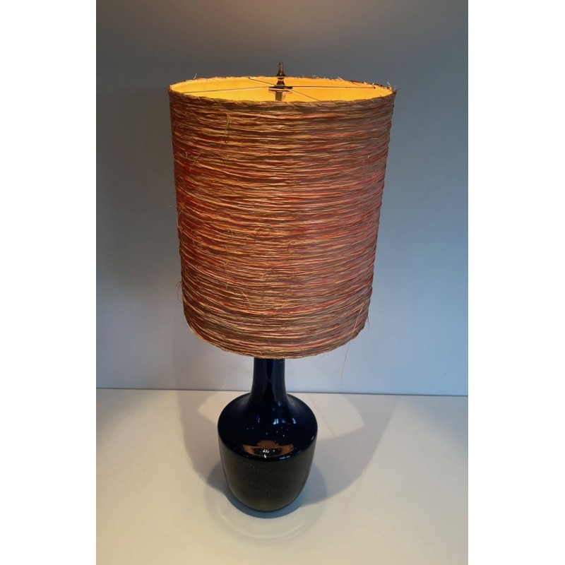 Blue Blown Glass Table Lamp, French or Italian Work, circa 1970