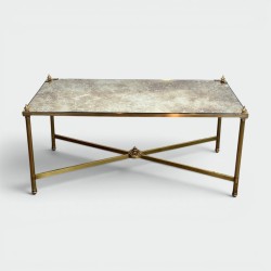 Rectangular Coffee Table in Brass with Aged Mirror Top, Co | Modern Eye Gallery