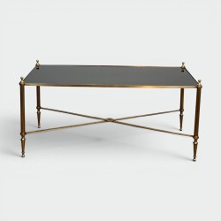 Rectangular Coffee Table in Brass with Black Lacquered Gla | Modern Eye Gallery