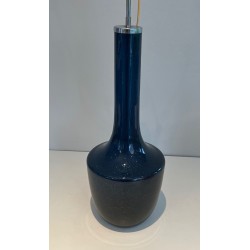 Blue Blown Glass Table Lamp, French or Italian Work, circa 1970