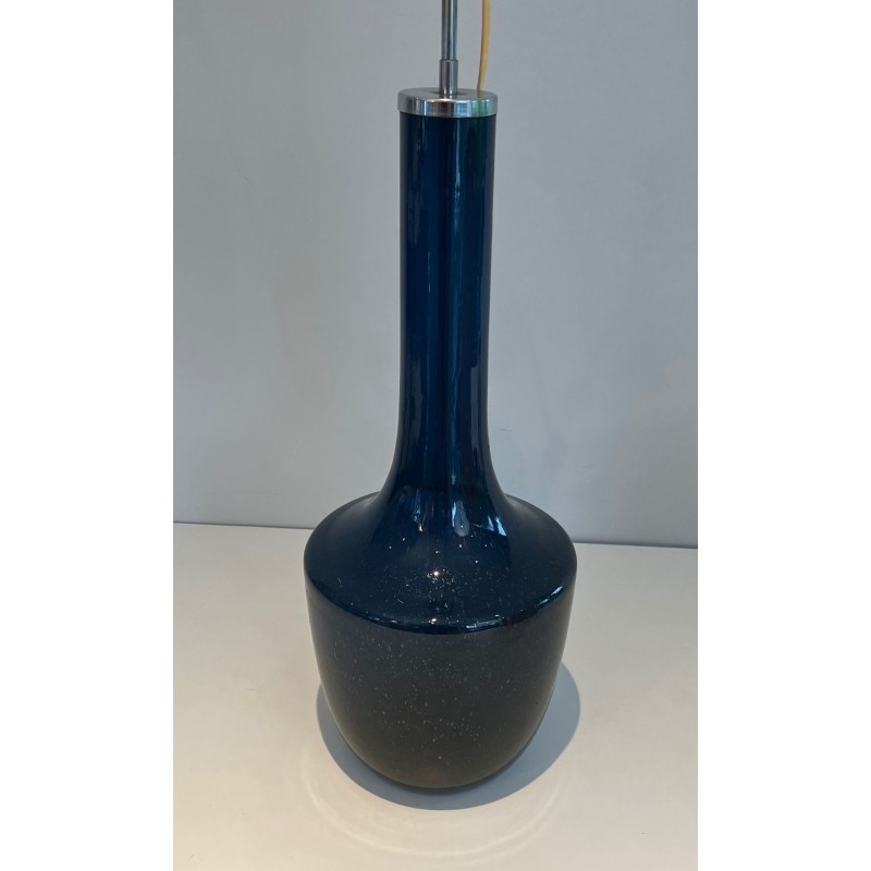 Blue Blown Glass Table Lamp, French or Italian Work, circa 1970