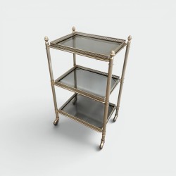 Three-Tier Stand in Silvered Metal with Openwork Galleries | Modern Eye Gallery