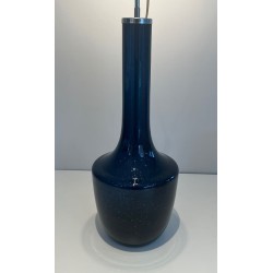 Blue Blown Glass Table Lamp, French or Italian Work, circa 1970