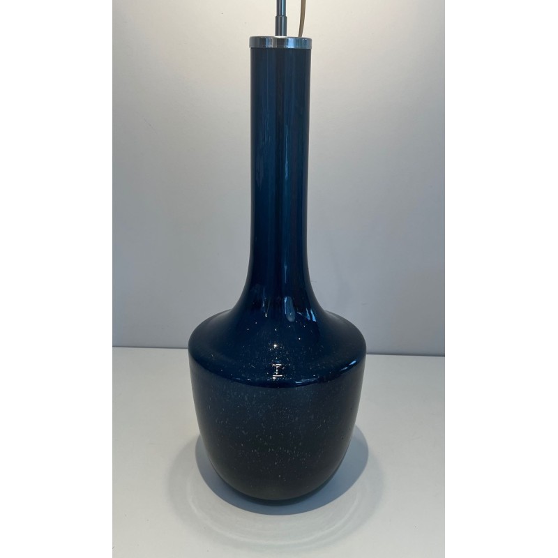Blue Blown Glass Table Lamp, French or Italian Work, circa 1970