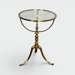 Tripod Pedestal Table in Brass with a Glass Top and a Balu | Modern Eye Gallery