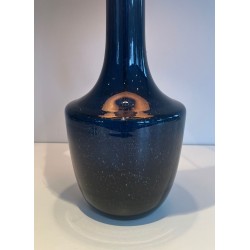 Blue Blown Glass Table Lamp, French or Italian Work, circa 1970