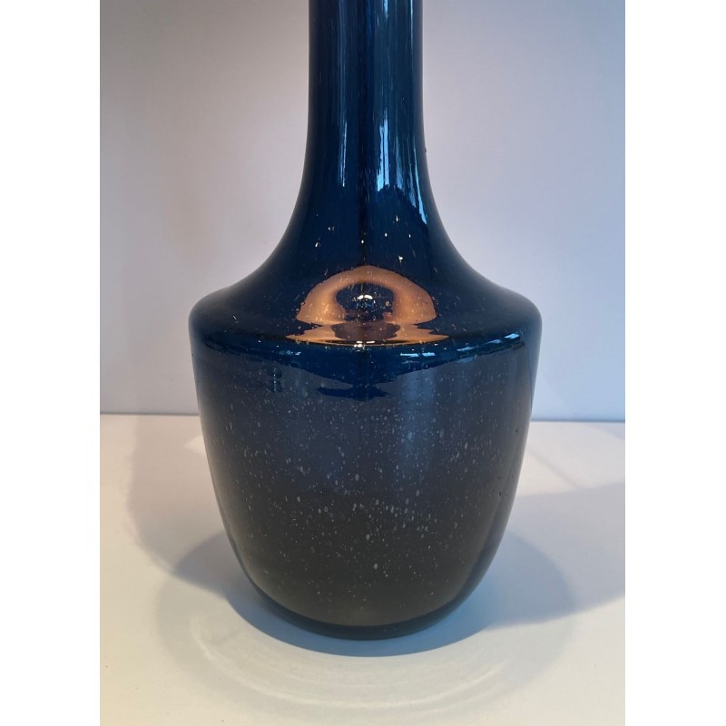Blue Blown Glass Table Lamp, French or Italian Work, circa 1970
