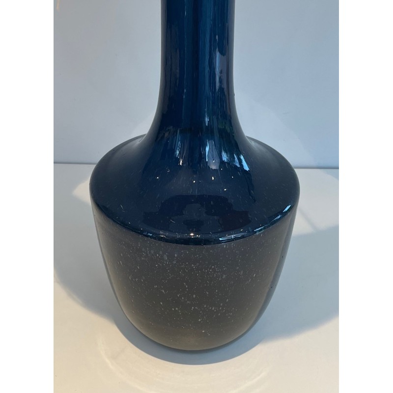 Blue Blown Glass Table Lamp, French or Italian Work, circa 1970