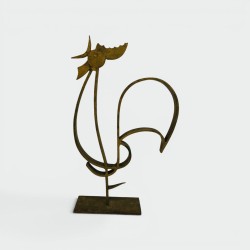 Stylised Rooster in Gilt Wrought Iron on a Base, French Wo | Modern Eye Gallery