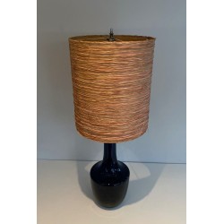 Blue Blown Glass Table Lamp, French or Italian Work, circa 1970