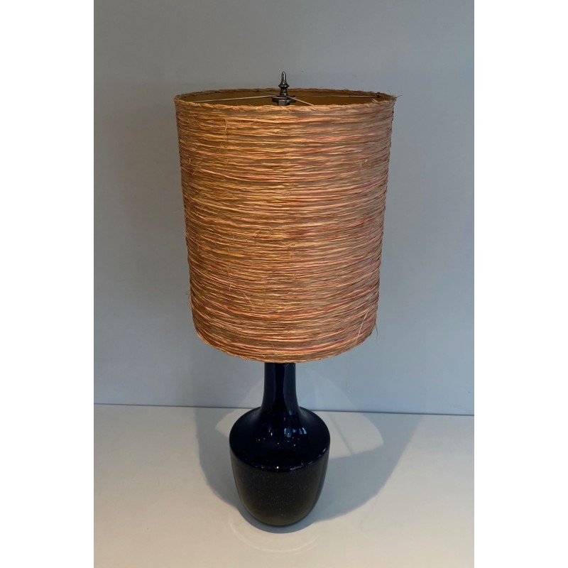 Blue Blown Glass Table Lamp, French or Italian Work, circa 1970