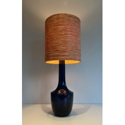 Blue Blown Glass Table Lamp, French or Italian Work, circa 1970