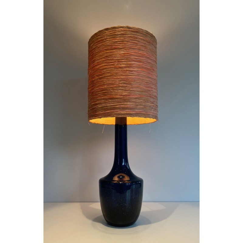 Blue Blown Glass Table Lamp, French or Italian Work, circa 1970