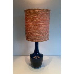 Blue Blown Glass Table Lamp, French or Italian Work, circa 1970