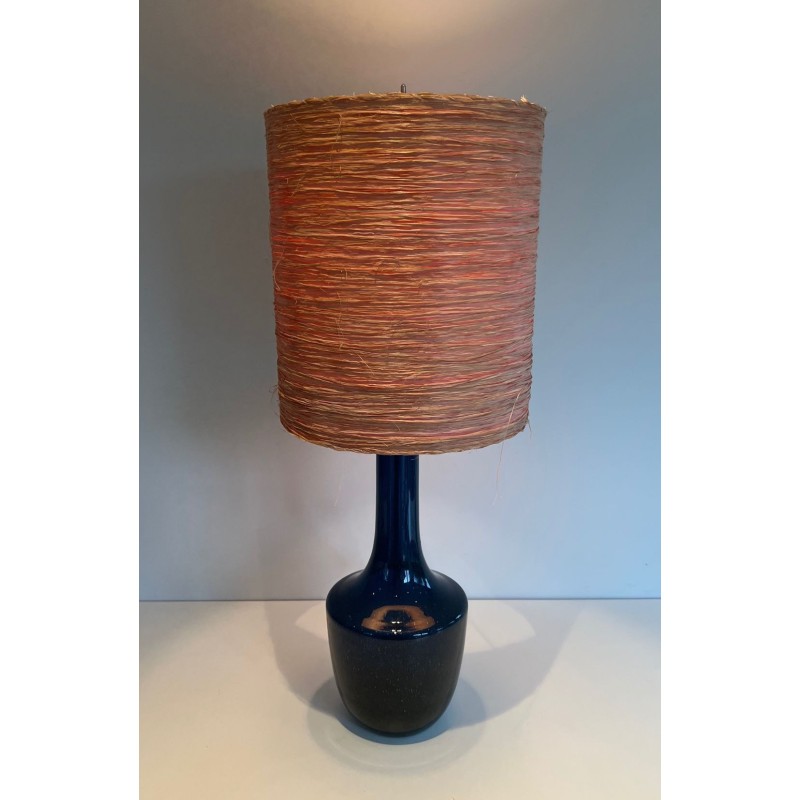 Blue Blown Glass Table Lamp, French or Italian Work, circa 1970