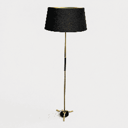 Brass Floor Lamp with a Shaft Ringed in Black, Tripod Base | Modern Eye Gallery