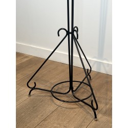 Pair of Standing Coat Racks in Black Lacquered Metal and B | Modern Eye Gallery
