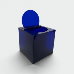 Cubic Ice Bucket in Blue Plexiglass with a Pivoting Lid by | Modern Eye Gallery