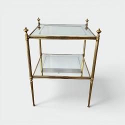 Side Table in Brass with Beaded Friezes and Mirror-Bordere | Modern Eye Gallery