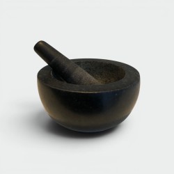Black Marble Mortar with its Pestle, Bowl Form, Antique Wo | Modern Eye Gallery