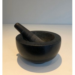 Black Marble Mortar with its Pestle, Bowl Form, Antique Wo | Modern Eye Gallery